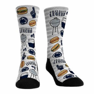 navy and white socks with Tailgate Legend, #1, Athletic Logo, and food, grill, cooler images